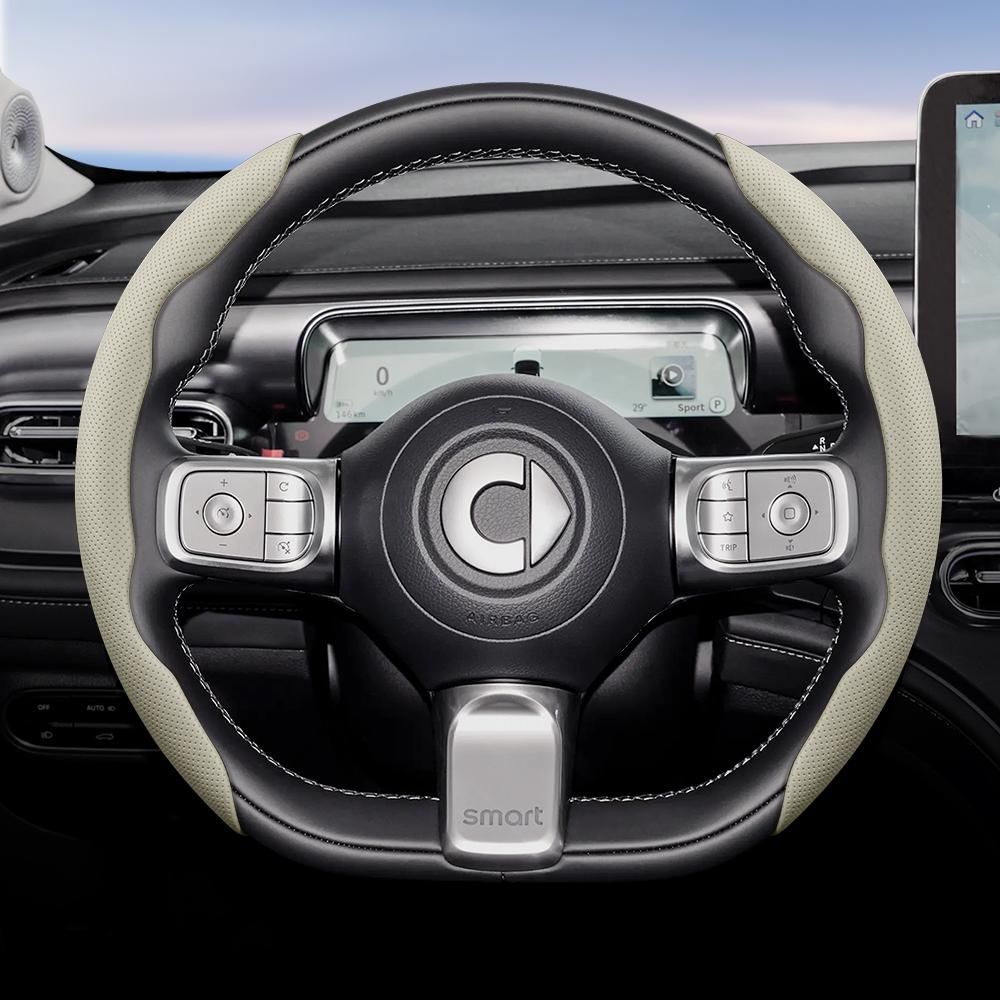 Vcxja9 Vhodné pro Smart Prodyšný Kožený Potah Volantu s Dírami Segmentovaný Design Rychloupínání Protiskluzový a Odolný Fortwo 451 450 453