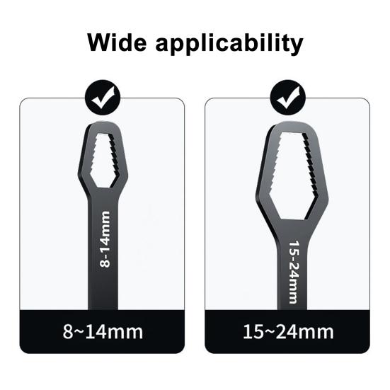 Universal Self Tightening Wrench High Carbon Steel Adjustable Wrench with Long Handle Car Bike Repairs Multi-Angle Fastener Tool