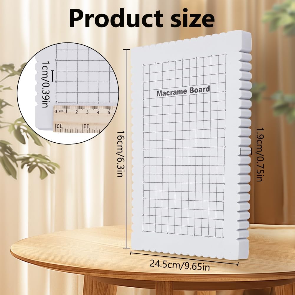FREEBLOSS Macrame Board EVA Foam Grids Handmade Braiding Board Braiding Craft Helper for Knotting Macrame Supplies for Beginners 24.5x16cm/9.6x6.3in