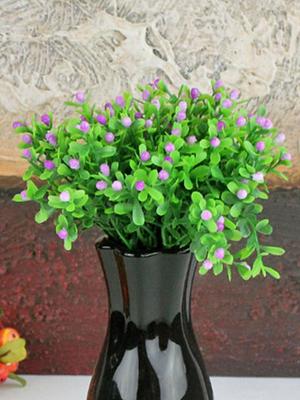 12Pcs Plastic Artificial Green Plants Short Branches Five Heads Milan Flower Outdoor Garden Decoration