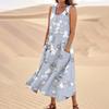 Women's Summer Casual Fashion Flower Printed Sleeveless  Pocket Dress