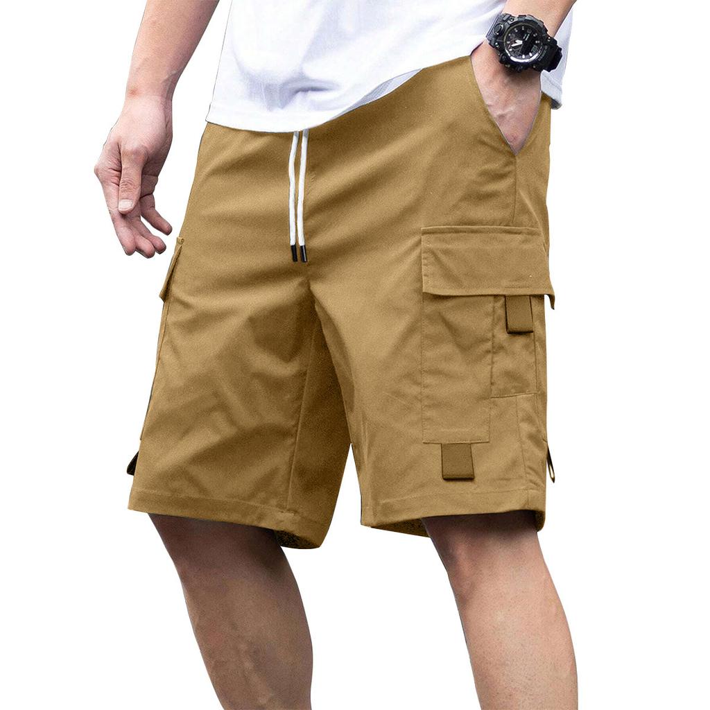 Men's Summer Work Shorts: Drawstring Athletic Pants, Loose-Fit Casual Straight-Leg Mid-Length Shorts