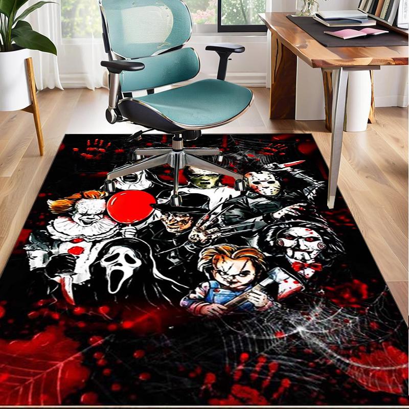 Horror Movie Characters Collage Office Rug Chair Mat, Game Carpet, Suitable for Front Door, Bedroom, Living Room, Desk, Holiday Gift