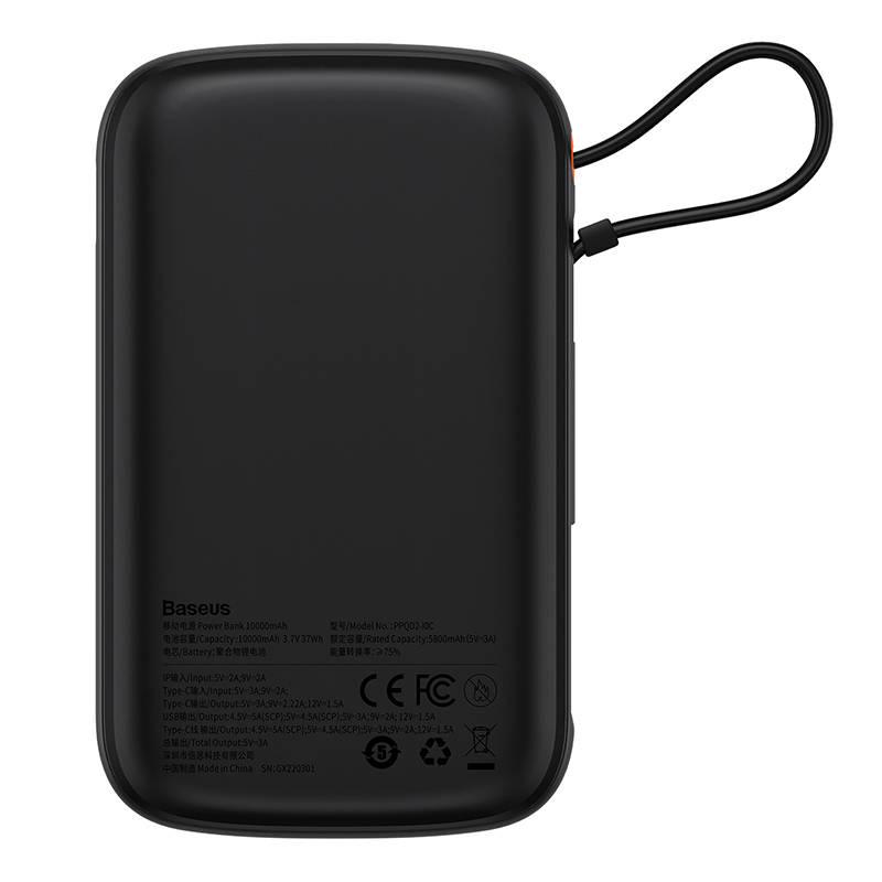Powerbank Baseus Qpow Pro with USB-C, USB-C, USB Cable, 10000mAh, 22.5W (Black)