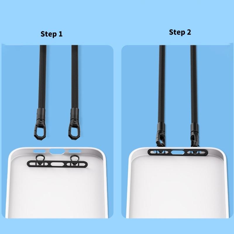 Not Loss Double Hook Phone Lanyard Side Mount Pad Metal Lanyard Clip with Two Rings Corrosion Resistant Clip for Phone