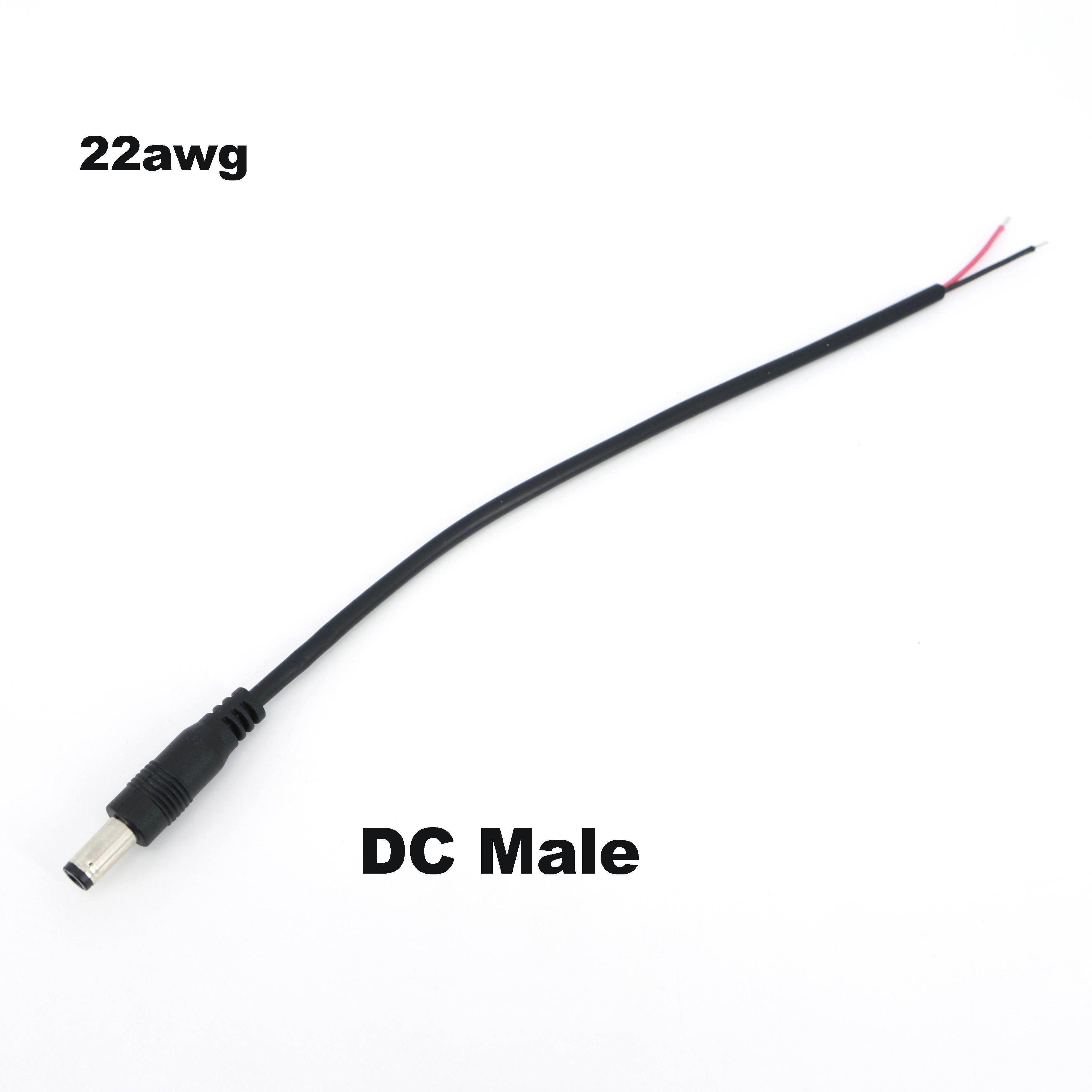 

2-контактный разъем питания постоянного тока папа-мама, штекер, удлинительный кабель 5,5x2,5 мм, провод для ремонта, 5525 DC5525, пигтейлы 20/22 AWG 3A 5A 20 см 22awg DC male