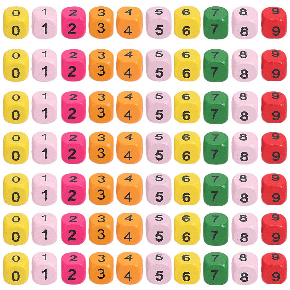 600Pcs Wood European Beads Cube with Number Large Hole Beads Mixed Color 10.5x10.5x10.5mm Hole: 4mm