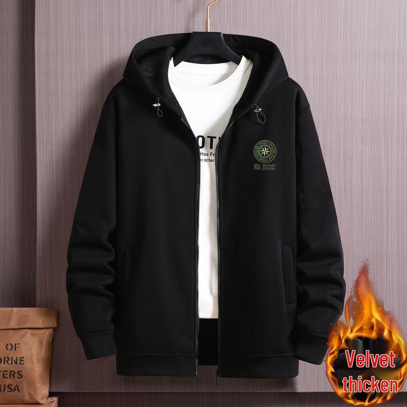 

Men s Plus Size Fleece-Lined Hoodie Jacket, Spring 2025 Collection: Extra Large, Loose Fit with Hood. 7XL [260-280 kg]