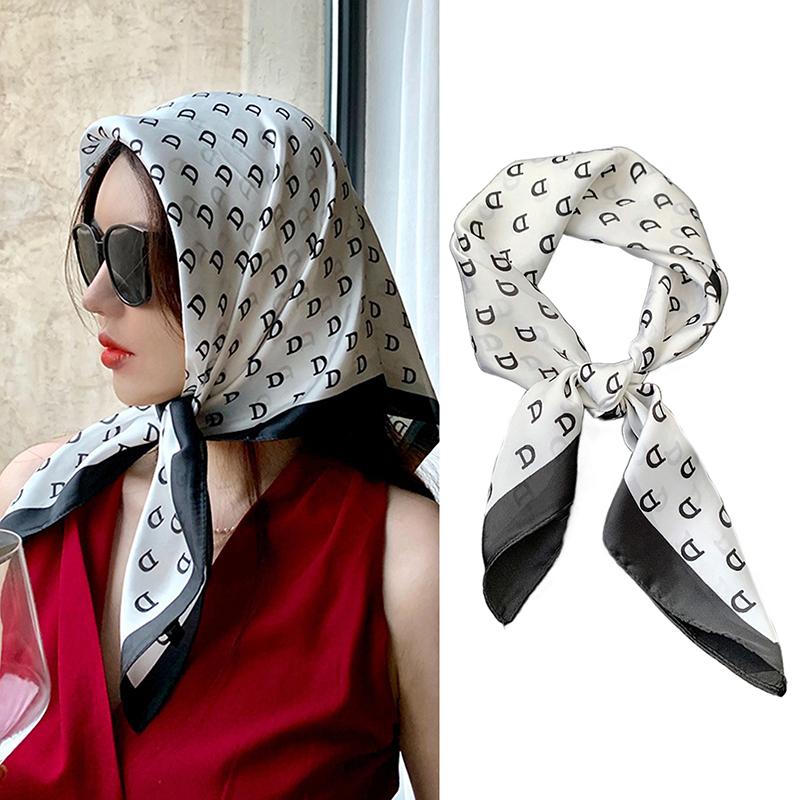 Luxury  70Cm Satin Square Silk Scarf For Women Hair Hand Neckerchief Wrist Hijab Wraps Lady Shawl Ribbon Bandana