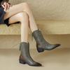 Krazing Pot Cow Split Skin Autumn Winter Shoes Wool Chunky Heels Size 43 Size 42 Pointed Toe Gradient Color Zip Fur Ankle Boots