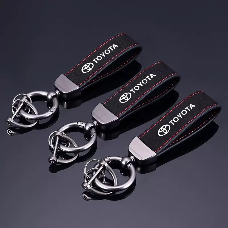 Leather Metal Luxury Car Keychain For Toyota Rav4 Prado Corolla CHR Avalon Highlander Tacoma Hilux Avensis Camry Land Cruiser