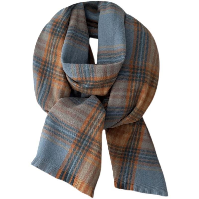 Large and small plaid oversized scarf with shawl imitation cashmere to keep warm and thickened scarf Women's winter temperament