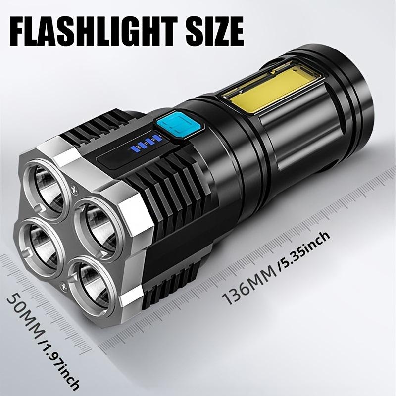 5LED High Power Led Flashlights Rechargeable Camping Spotlight with Side Light 3 Lighting Modes for Camping Adventure Outdoor
