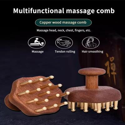 Multi-Functional Wooden Therapy Massage Comb Scalp Head Massager Natural Wood Circular Tooth Guasha Scraping Body Massager