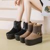 Platform-soled Snow Boots Women's Daily Winter 2025 New Versatile Fashion Rabbit Fur Buckle Muffin Shoes High Heel Tide