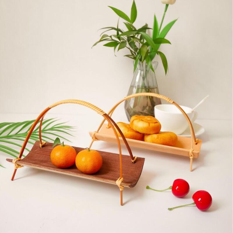 Bamboo Handled Serving Tray Set