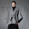 European & American Double-Sided Wool Belted Shawl for Autumn/Winter