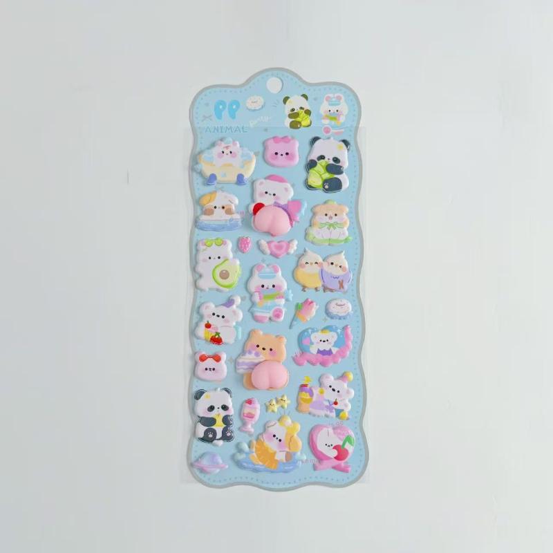 1/4Pcs DIY Decor Stickers Stereoscopic Cute Animals Fart Peach Stereo Relieve Stress Decals Cartoon 3D Relief Sticker Supplies