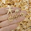 Bright Gold Color Random Mix 10/20/30/50/100pcs Starfish Hasama Butterfly Metal DIY Pendant Charm For Jewelry Making Accessories