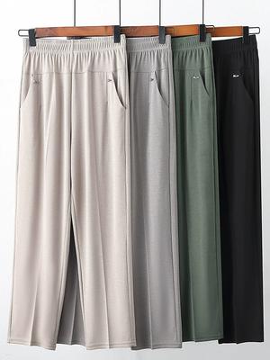 Women's Wide-Leg Pants Spring/Summer High Waist Loose and Slimming Thin Straight Drooping Cropped Casual Women's Pants Summer