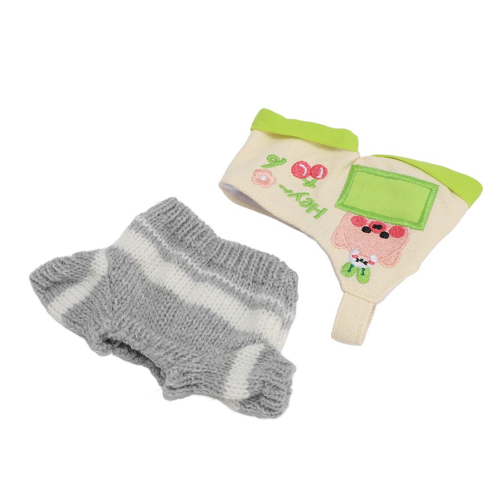 Plushie Doll Clothes Piggy Pattern Soft and Comfortable 20cm Plush Doll Outfit Coat Pants Grey and