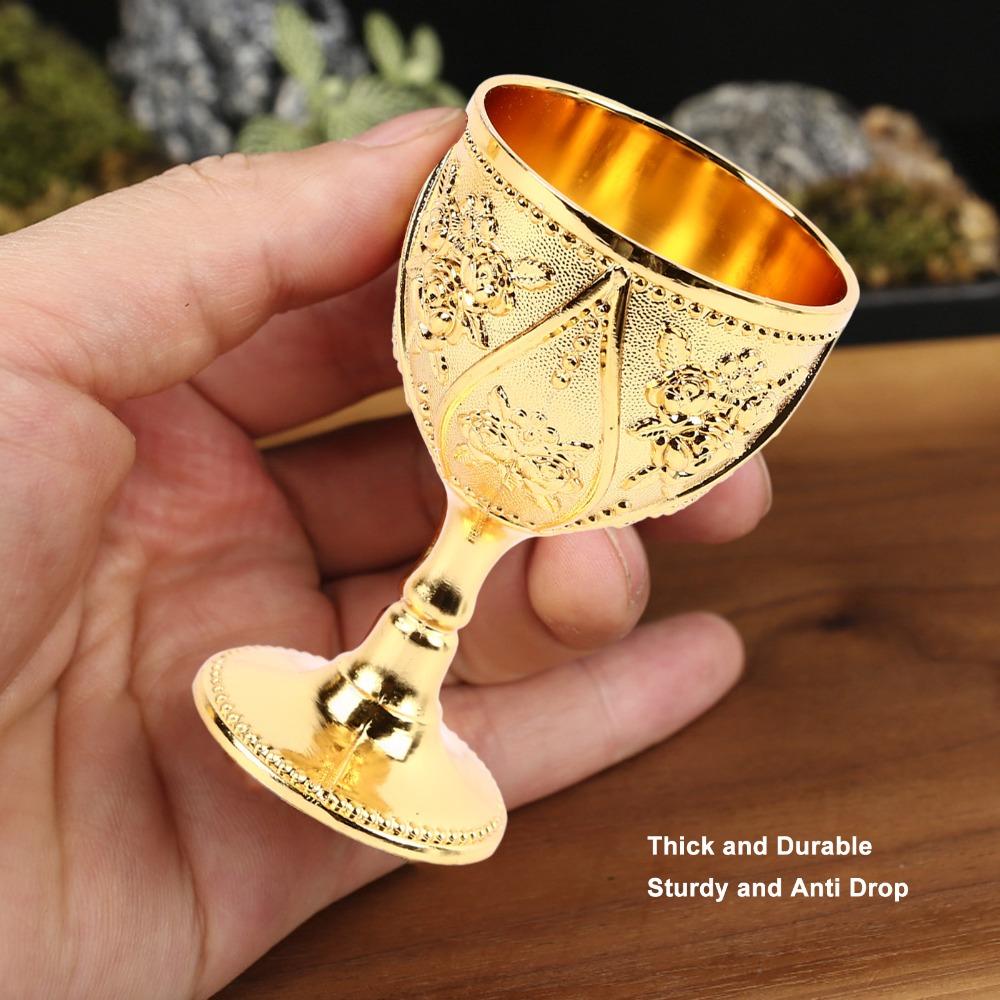 Embossed Wine Glass Zinc Alloy Shot Glass Goblets & Chalices Metal Goblet  For Wedding