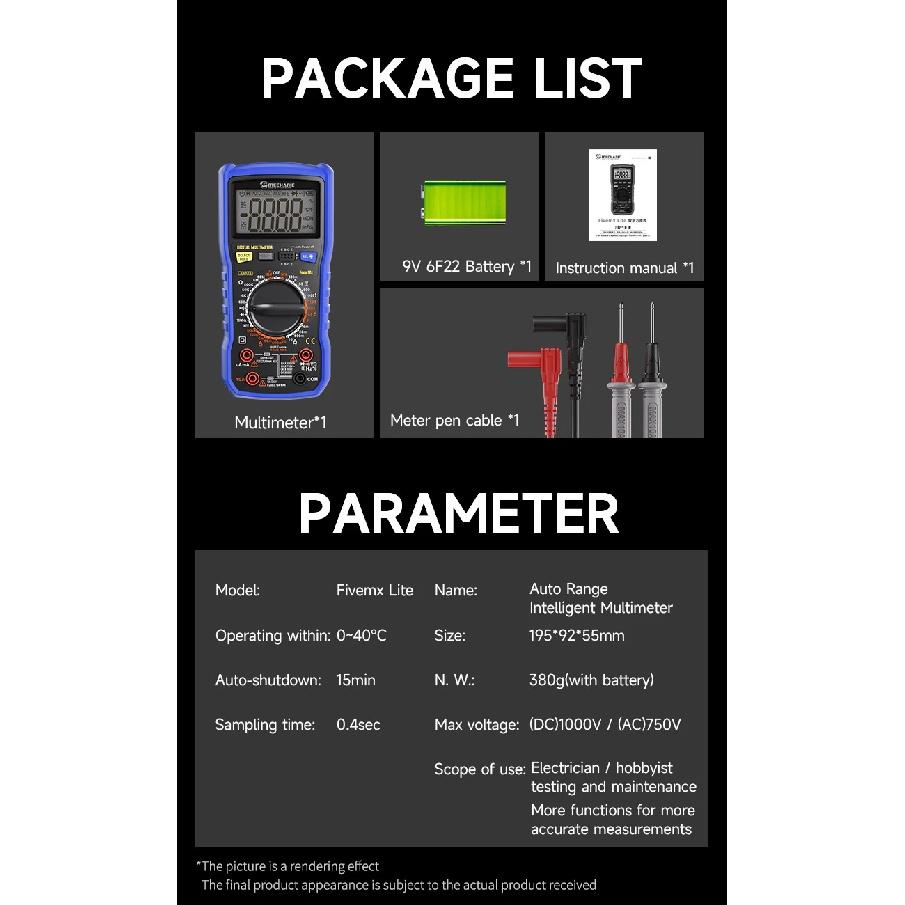 MECHANIC FourMX RMS Digital Multimeter 6000 Counts NCV Diode Test Data Hold Auto Power Off Circuit Component Tester Repair tool