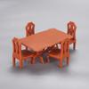 Dollhouse Mini Furniture Set: Rectangular Table and Chairs with Kitchen Food Ornaments