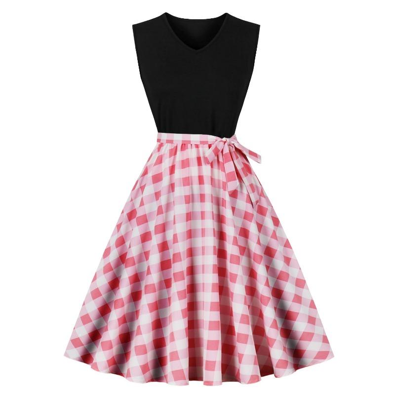 

Летнее новое ретро платье-маятник с V-образным вырезом, без рукавов, черное с принтом в стиле спеллинг XXL