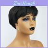 Tijdloze Pixie Cut Synthetische Pruiken Kort Steil Zwart Haar Pruiken Met Pony Voor Vrouwen
