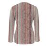 Retro Colorful Striped V-neck Zipper Top for Women, Versatile Slimming Long-sleeved Bottoming T-shirt