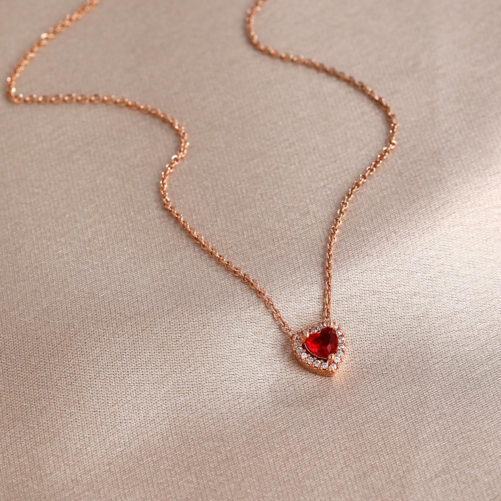 

New Hot Selling 925 Silver,Pink,Red,Blue Heart-Shaped Necklace,Suitable for European Women s Exquisite High-Quality Jewelry Gift