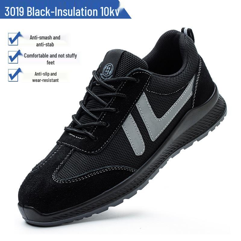 Men's Steel Toe Low-Top Safety Shoes: Anti-Smash, Anti-Puncture, Breathable, Wear-Resistant for Construction Sites.
