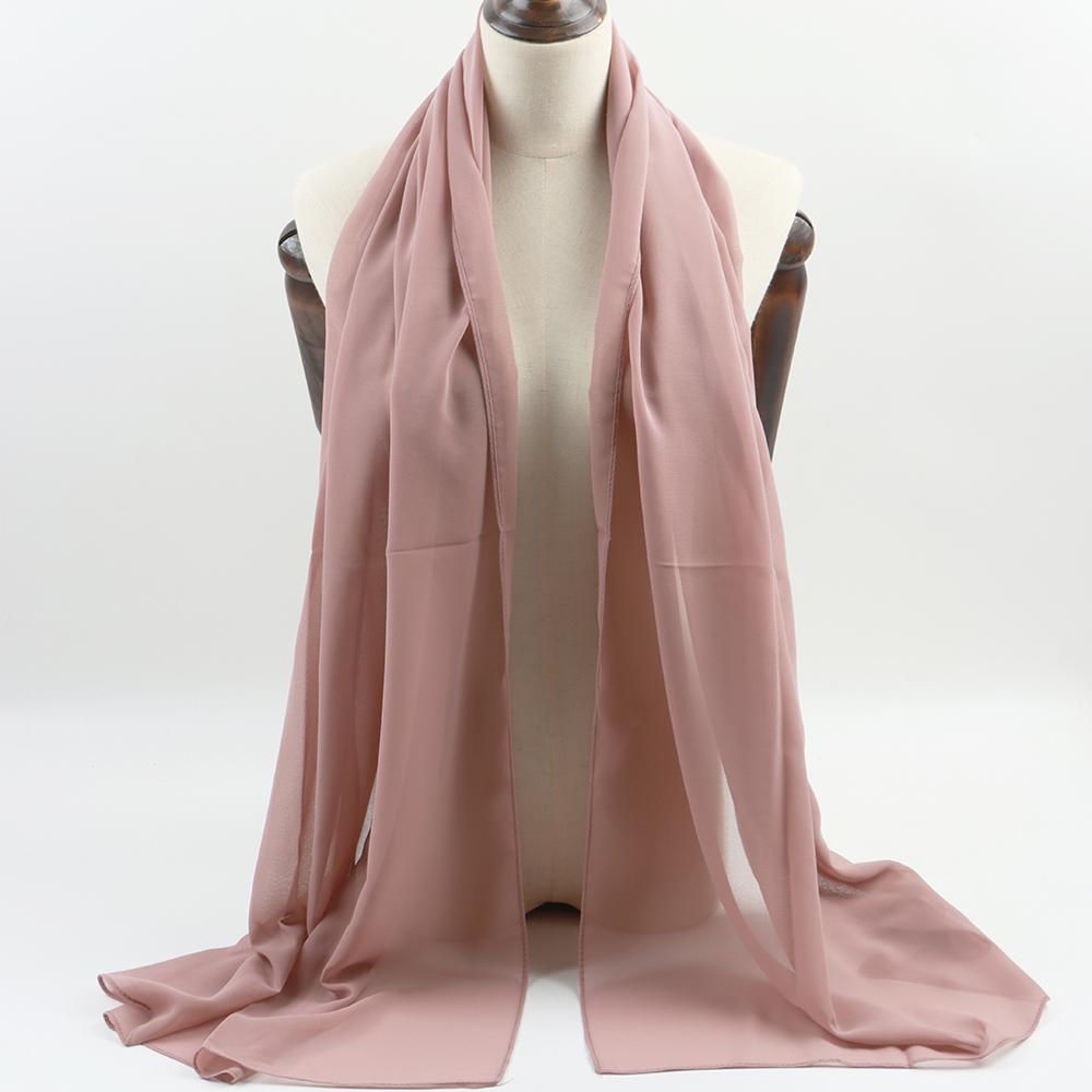 Fashion Pearl Chiffon Hijab Shawls Of Muslim Women Solid Color Head Wraps Scarf For Ladies
