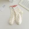 Black Ear-trimmed Socks for Women's Spring and Autumn: Simple and Versatile Boneless Mid-calf Socks, Sweet Polka Dot Socks with A School Style