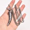 Cool Punk Viking Horn Necklaces for Men, Waterproof Stainless Steel Norse Celtic Knots Compass Pendant Collar, Amulet Gifts
