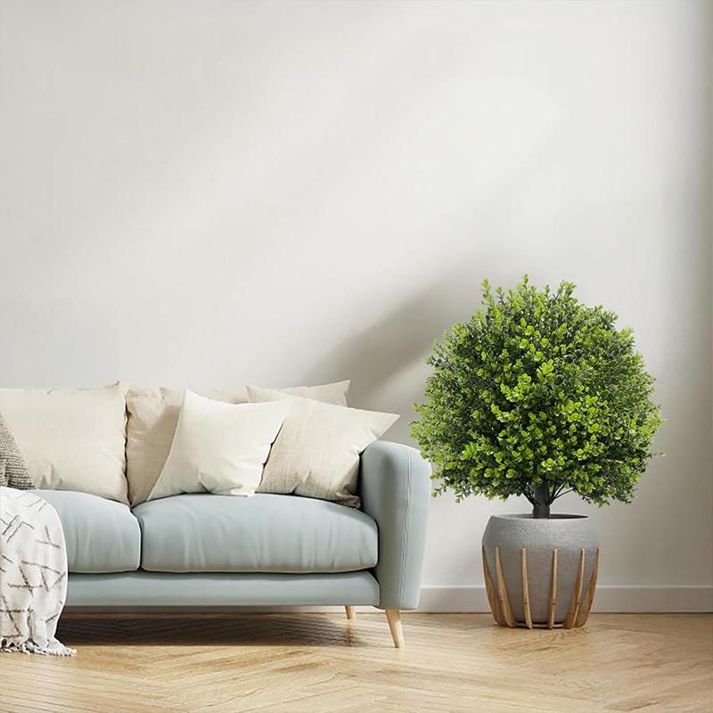 1PC Artificial Cedar Topiary Ball Trees Outdoor Plastic Faux Cypress/Pine Bushes Garden With Ground Spike Realistic 45cm