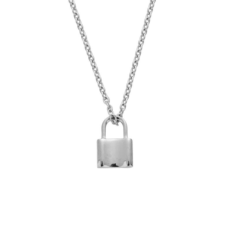 Men's Hip Hop Korean-Style Stainless Steel Padlock Pendant Necklace