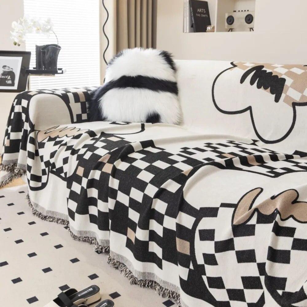 

Modern Nordic Sofa Cushion Cover Double Side Chenille Black White Slipcover Protector Soft Blanket for Couch 180X130cm