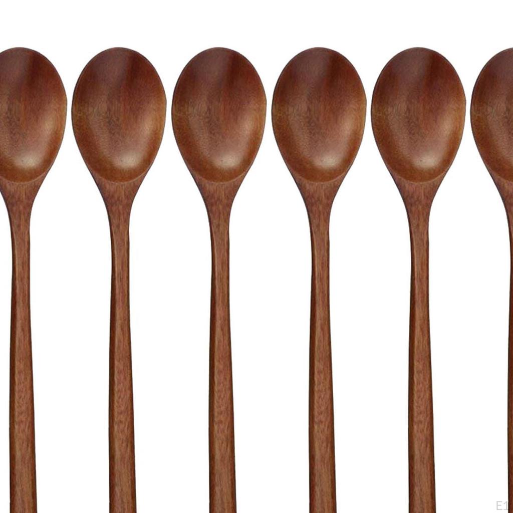 6Pcs Wooden Spoon Kitchen Spices Eating Spoons Set