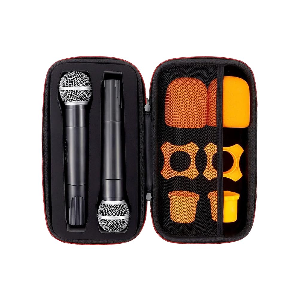Étui rigide pour sac de rangement portable sans fil en matériau EVA 2 microphones vocaux pour entreprise microphones de grande capacité, (porte-micro),