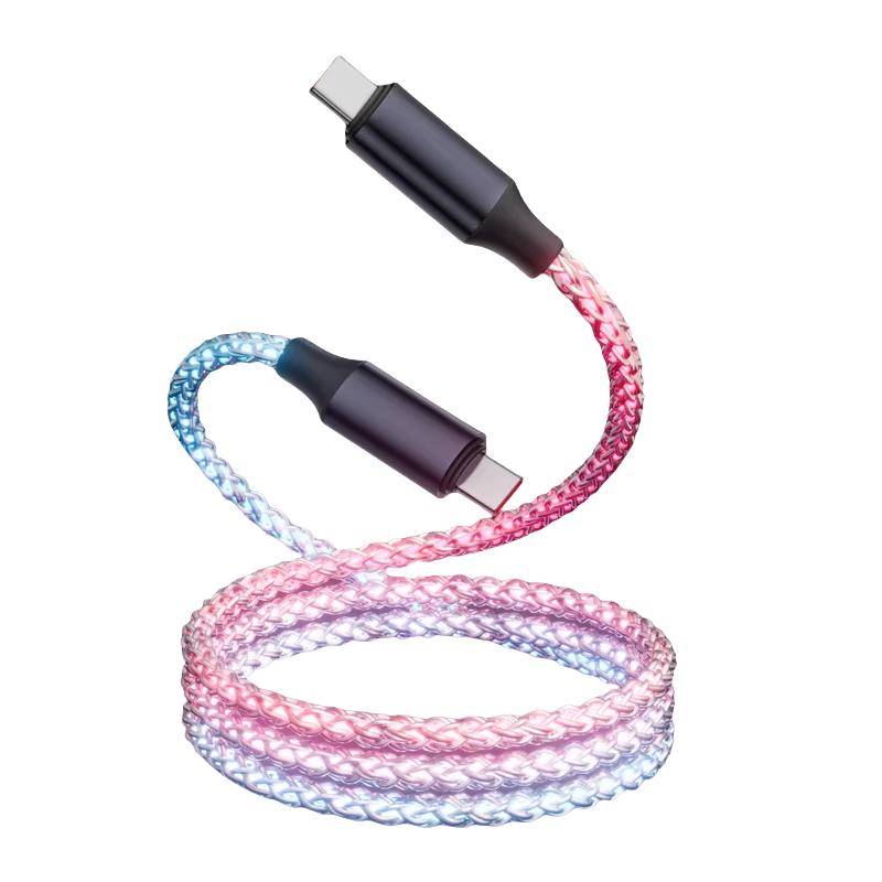 

120W Flowing Led Luminous RGB USB A To Type C Charging Cable Sync Data Usb Cable for 17 16 15 Pro Huawei Samsung Oppo