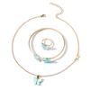 New Accessories Versatile Alloy Butterfly Ring Bracelet Bracelet Necklace Three-piece Set Complex Color Set Women