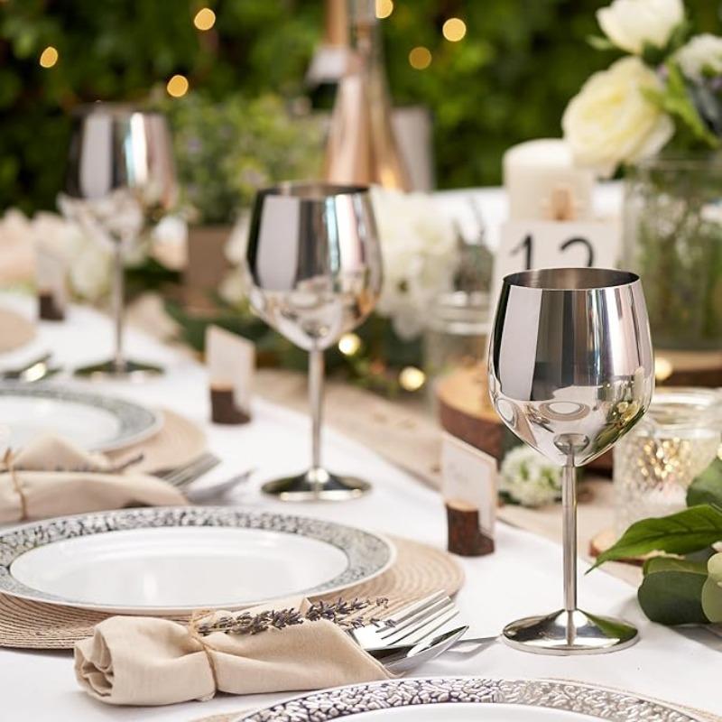 4PCS Stainless Steel Glass Cocktail Creative Metal Wine Bar Restaurant Champagne Red Wine Glass Drinkware Barware Cup