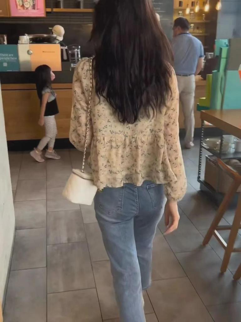 Damen Chiffon Langarmshirt mit Blumenmuster – Frühjahr/Herbst 2023 Mode