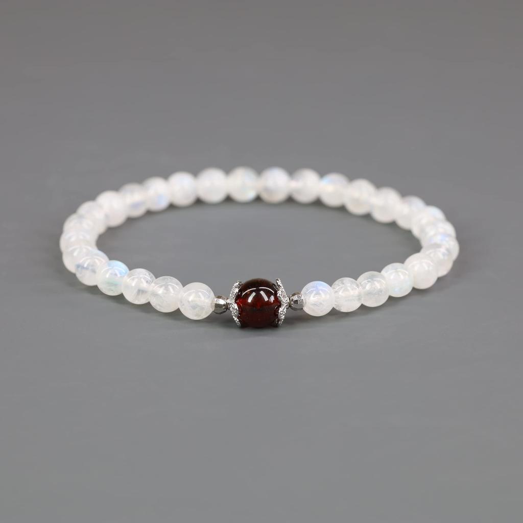 Moonstone Garnet Birthstone Bracelet [Koai]
