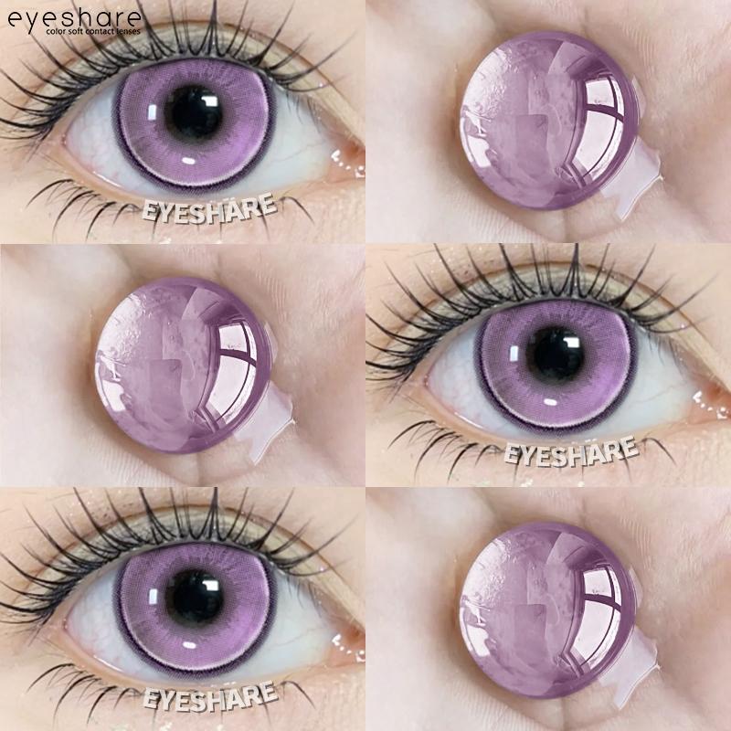

Eyeshare 2 шт. Пражские фиолетовые контактные линзы для цветного макияжа глаз, годовое использование, 14,2 мм, мягкие линзы, косметика