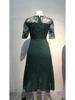 2025 Elegant European Long Bridesmaid Dress Chiffon Lace Hollow Evening Gown