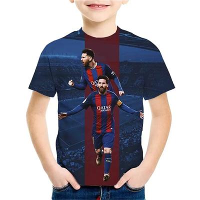 2025 Summer New Fashionable Children's 3D Printed T-shirt Popular Football Star Messi Cool Boys and Girls Casual Short Sleeves