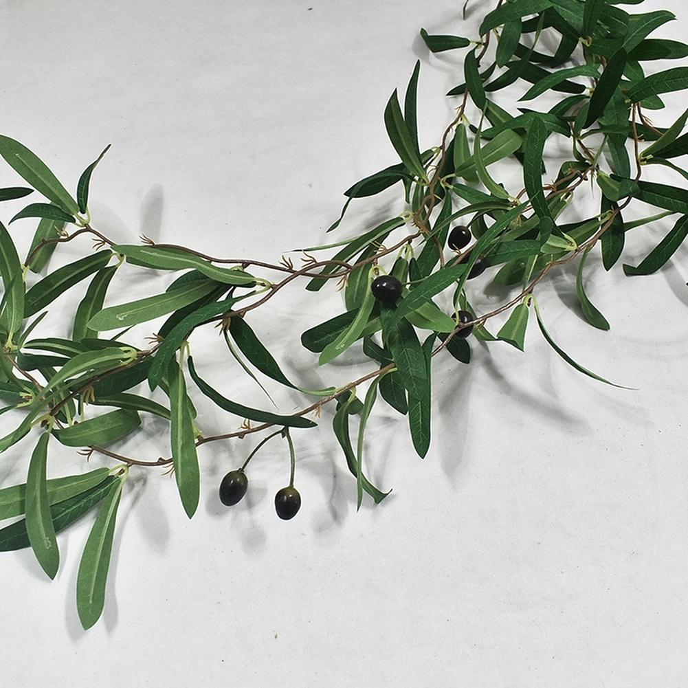 

150cm Artificial Olive Leaf Vine with Berries for Outdoor For Wedding Decor Green PE Leaves for Door Wall Table Styling China Mainland